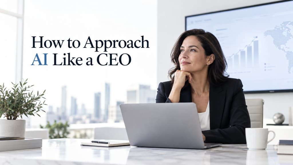 How to Approach AI Like a CEO — executive at a conference table considering business analytics