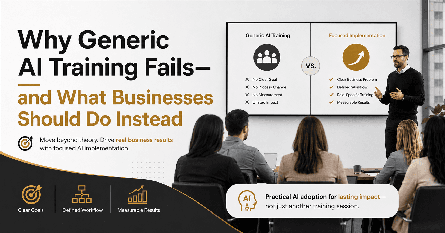 Generic AI training versus focused implementation comparison